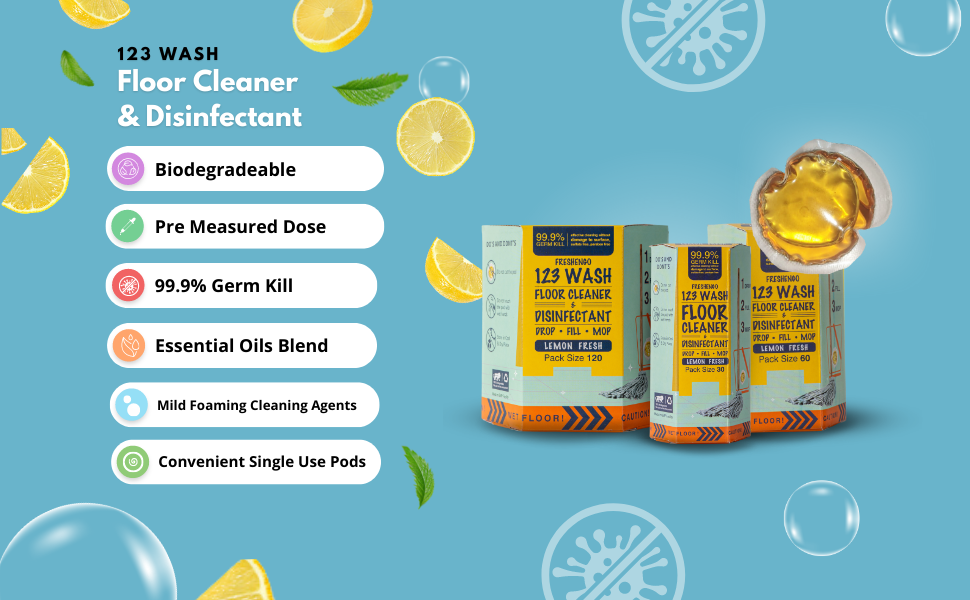 FRESHENGO Floor Cleaner & Disinfectant Liquid Pods Kills 99.9 Germs