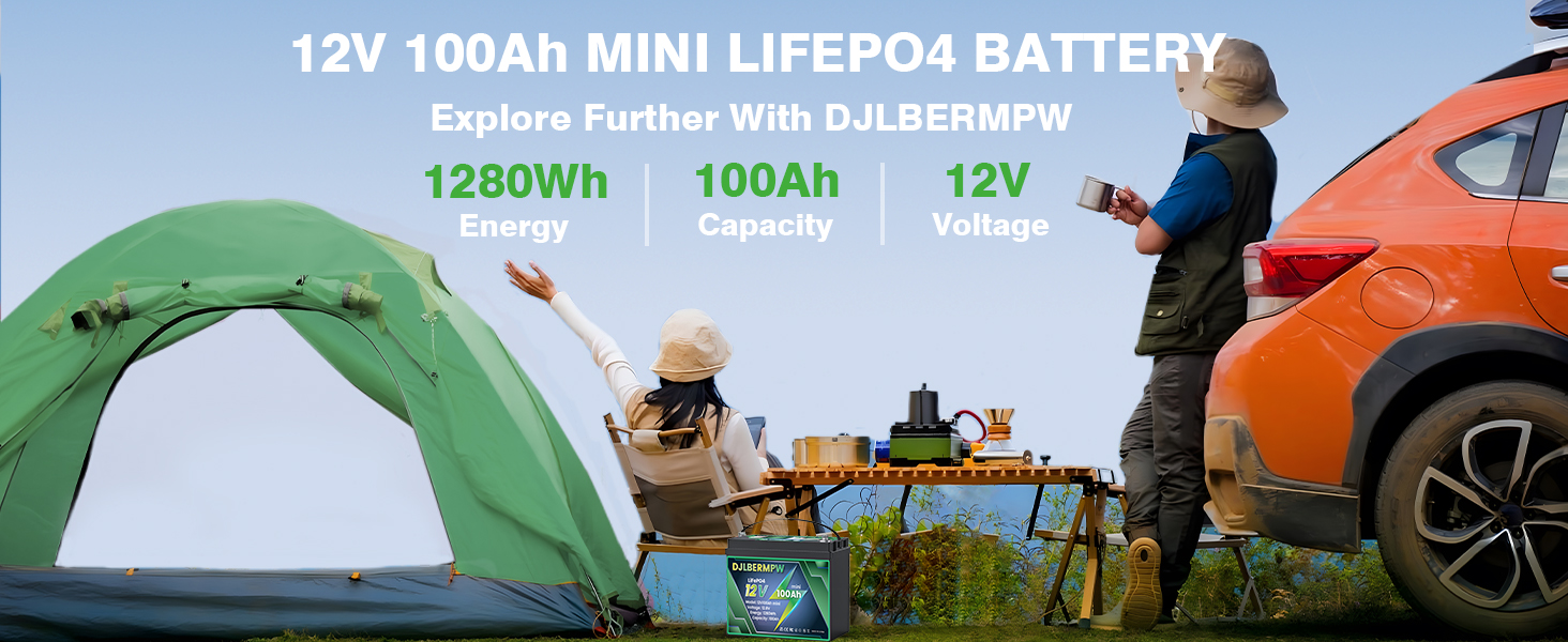 12V 100Ah LiFePO4 Battery 4 Pack Mini Size 12.8V Lithium