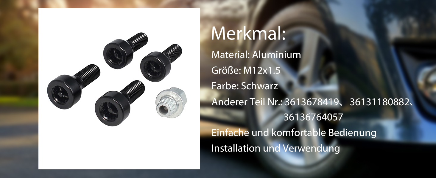 Justech RadschraubenmutternSet mit Schloss Sicherheits RadschraubenMuttern Set Radbolzen M12 x