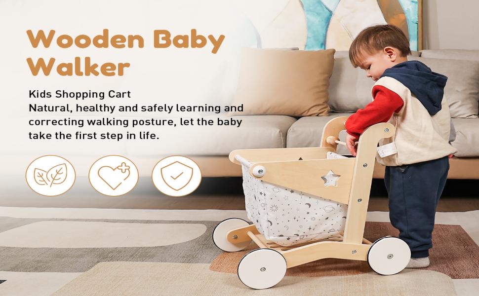 Woodtoe Adjustable Speed Shopping Cart for Toddlers 13 Baby Push