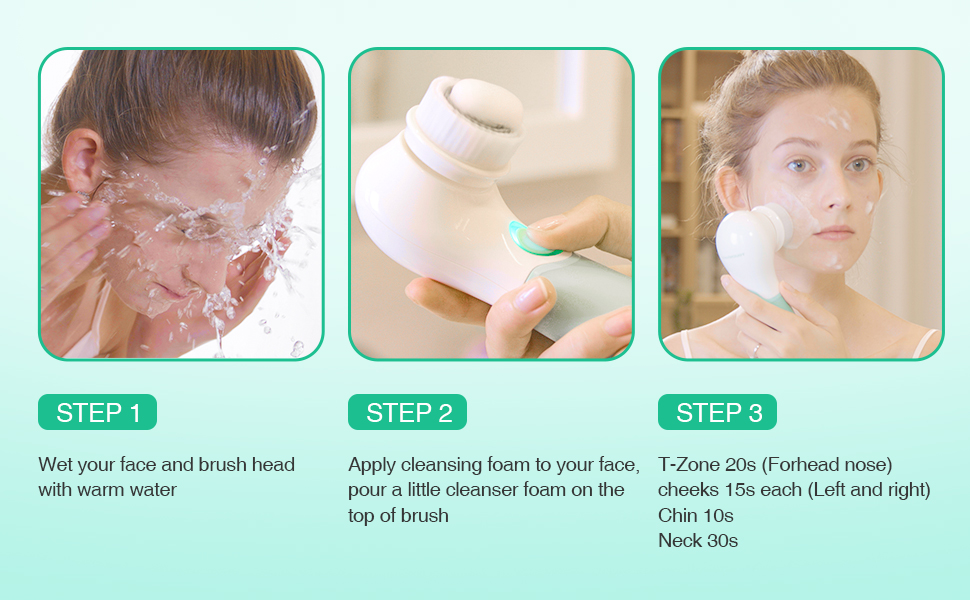 TOUCHBeauty 3in1 Facial Brushes for Cleansing Exfoliating Massaging