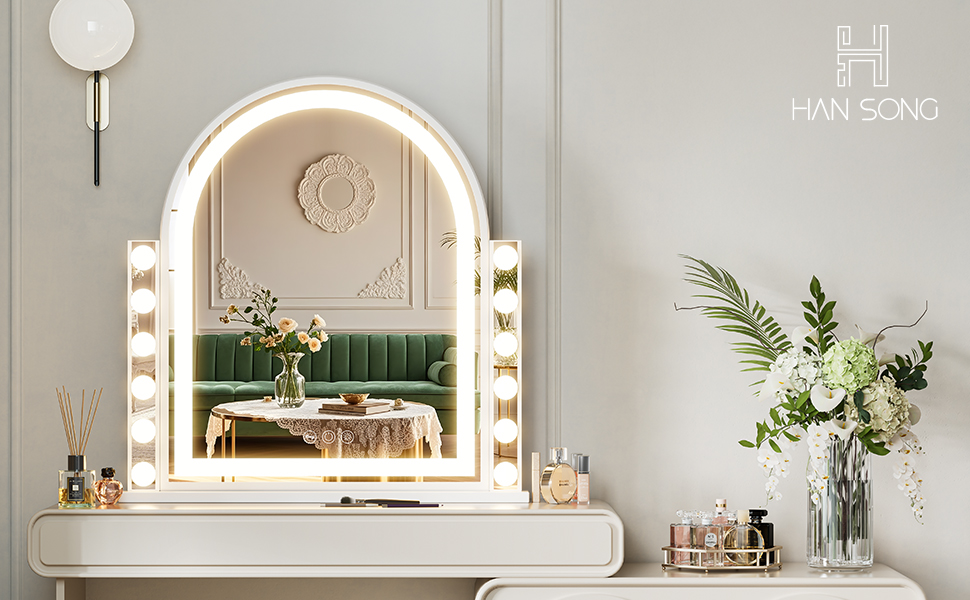 Arched Lighted Vanity Mirror with Lights