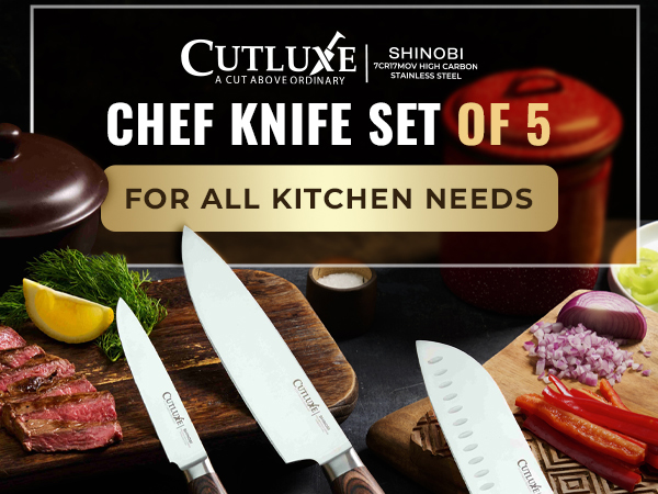 Shinobi Chef Knife Set, Professional 5 PCS Kitchen Knife Set