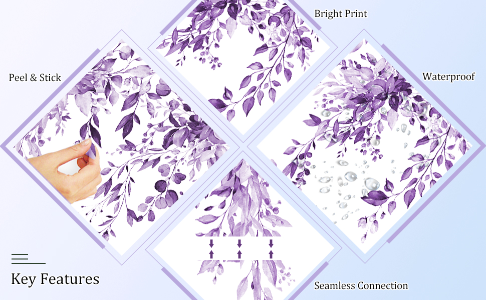 Wall decals fresh plants purple