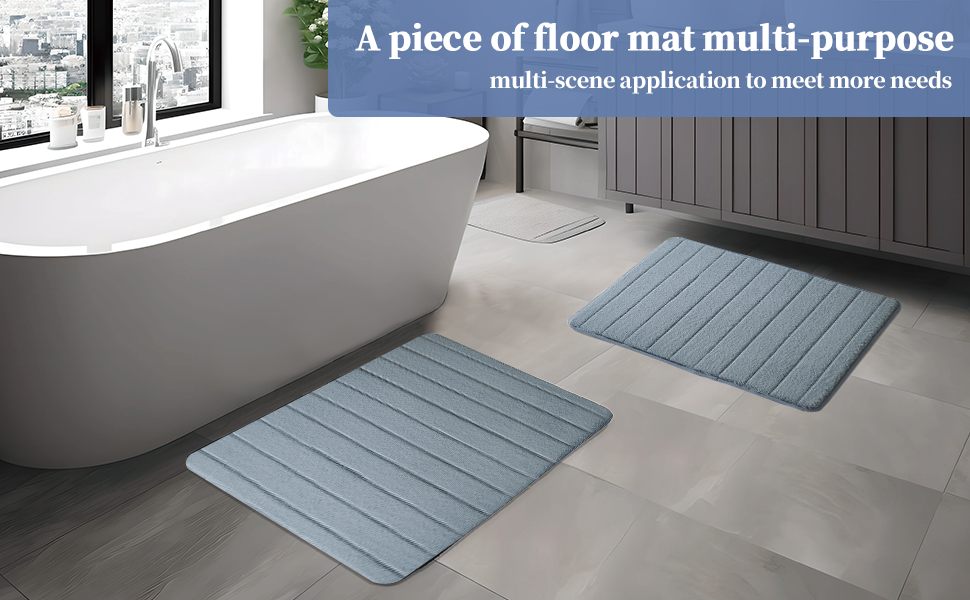 XYORAINN Memory Foam Bath Mat, 24" x 17"Beige Bath Rugs