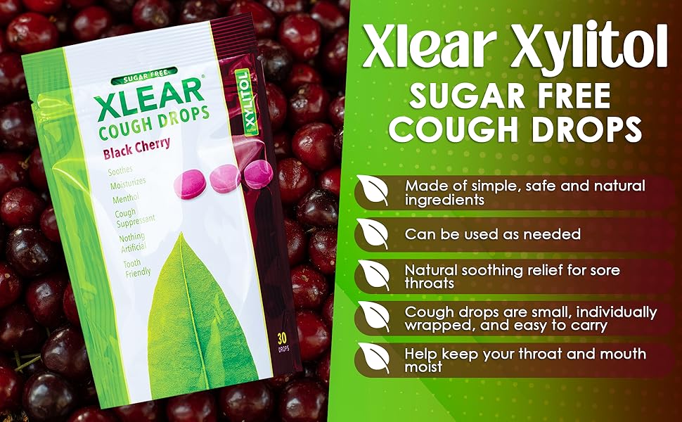 Xlear Xylitol Sugar Free Cough Drops for Adults and Kids