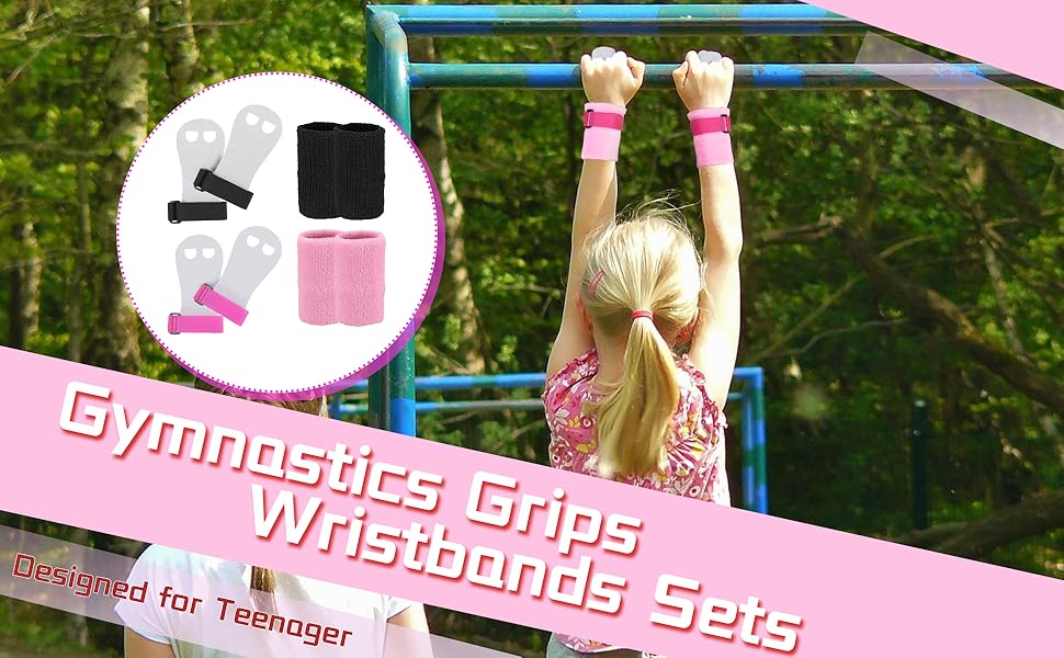 Firtink 8Pcs Gymnastics Grips Wristbands (2 Sets) Kids Athletic Gymnastics Grips Gymnastic Bar