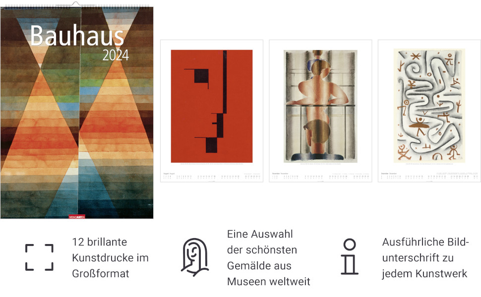 Bauhaus Kalender 2024. Hochwertiger Wandkalender mit 12 wichtigen