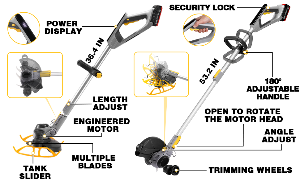 PATIOX Weed Wacker Cordless, Electric Weed Trimmer