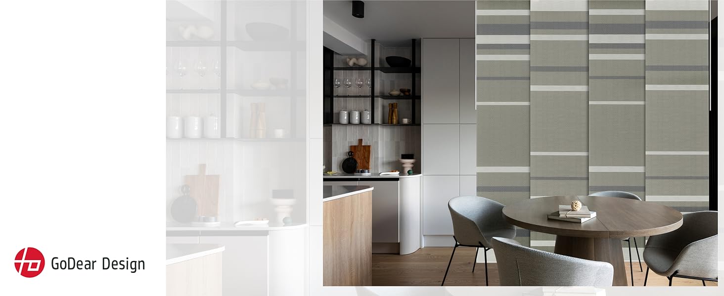 GoDear Design Adjustable Sliding Panel Track Blind, Patio Door Blind, Dusty Miller