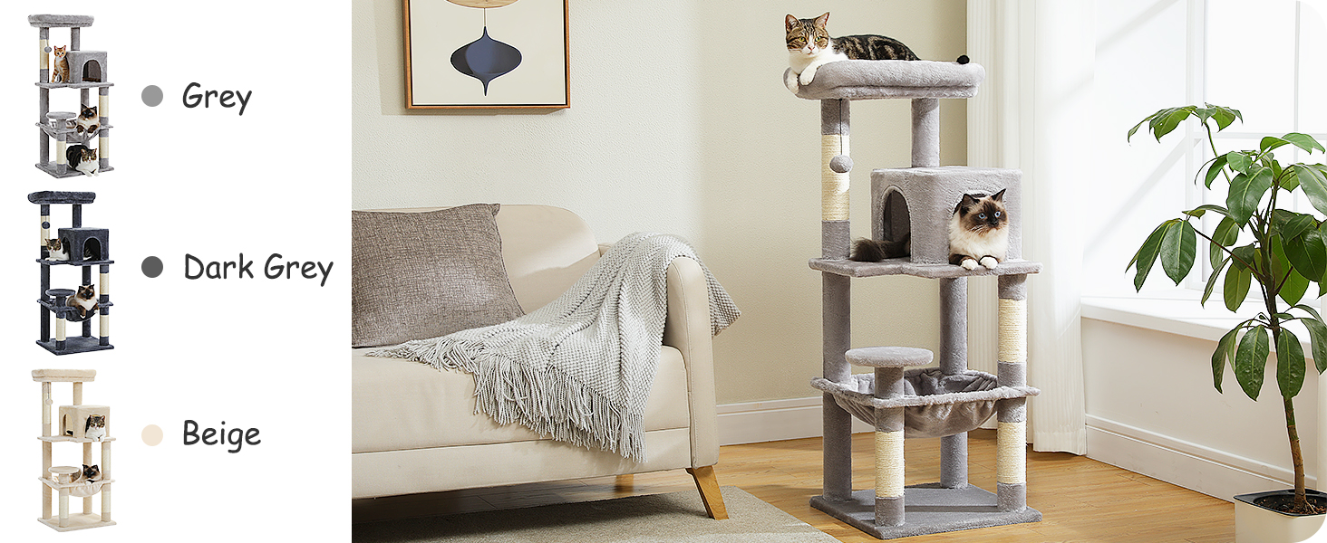 MUTTROS Cat Tree for Indoor Cats, 45.7" MultiLevel Cat Tower with