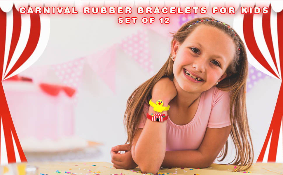 ArtCreativity Carnival Rubber Bracelets for Kids, Set of 12