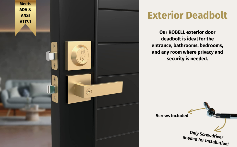 MEGA HANDLES Deadbolt I Entry Deadbolt Lock Heavy Duty Square Locking Deadbolt for Left or