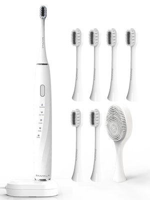 One Electric Toothbrush Set with 6 Brush Heads and 1 Cleansing Brush
