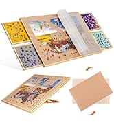 Becko US 1500 Pieces Tilting & Rotating Puzzle Board with 4 Colorful Drawers & Cover, 36"x25" & 2...
