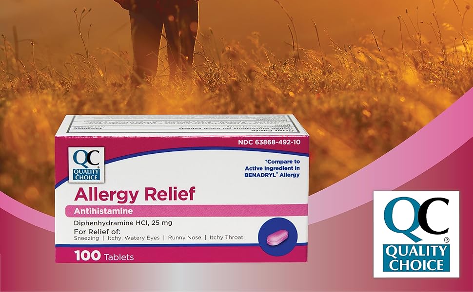 Quality Choice Allergy Relief Antihistamine Medicine 100 Capsules Each