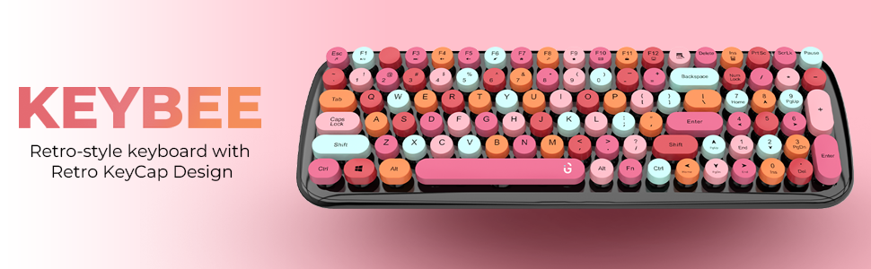 KeyBee Retro Typewriter Inspired 2.4GHz Wireless Keyboard and Mouse Combo