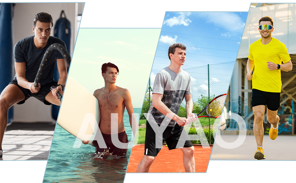 AUYAO Mens Running Gym Quick Dry Shorts, Men's Summer Casual Sports Short with Zipper Pockets, Outdoor Workout Training Short, Elasticated Waist Breathable Stretch Short Pants for Fitness, Jogger 27 Mens Running Gym Quick Dry Shorts