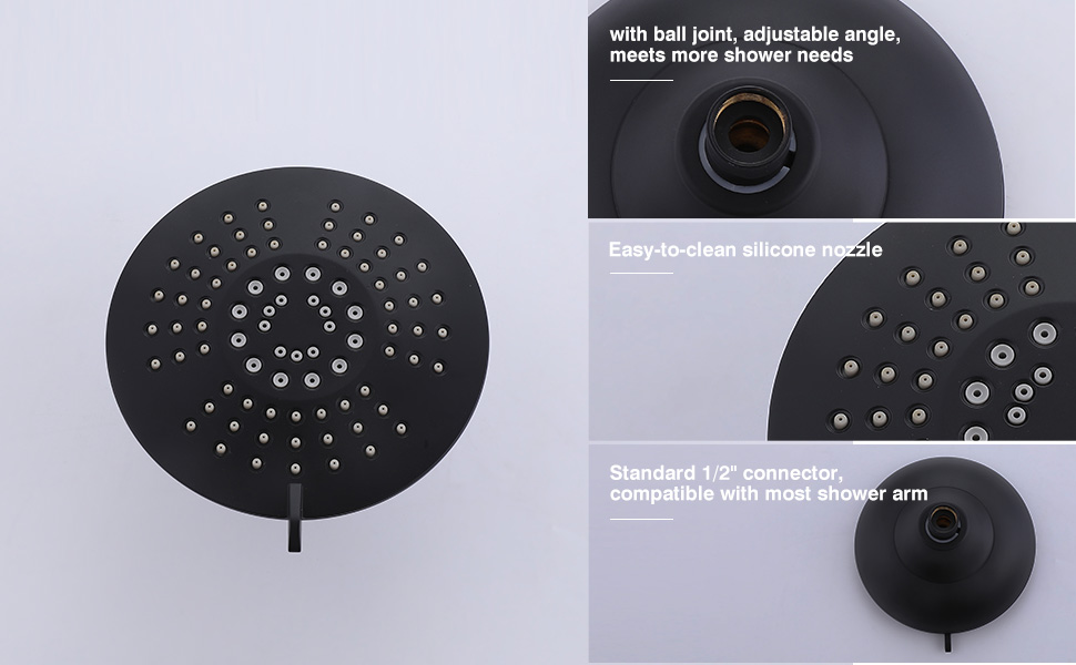 NIITAWH Matte Black 3 Handle Shower Faucet Set with Rotatable Tub Spout