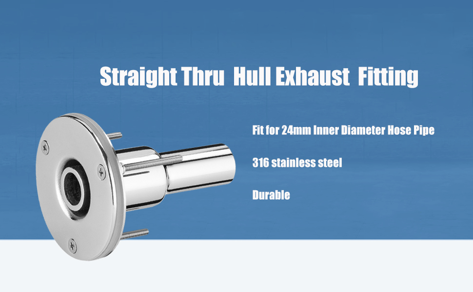 Straight Thru Hull Exhaust Skin Fitting, Fit for 24mm Inner Diameter