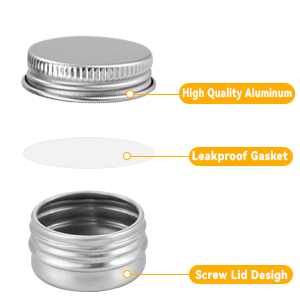 Aluminum screw-top lid with leakproof gasket, shown from multiple angles highlighting threaded design and seal components.