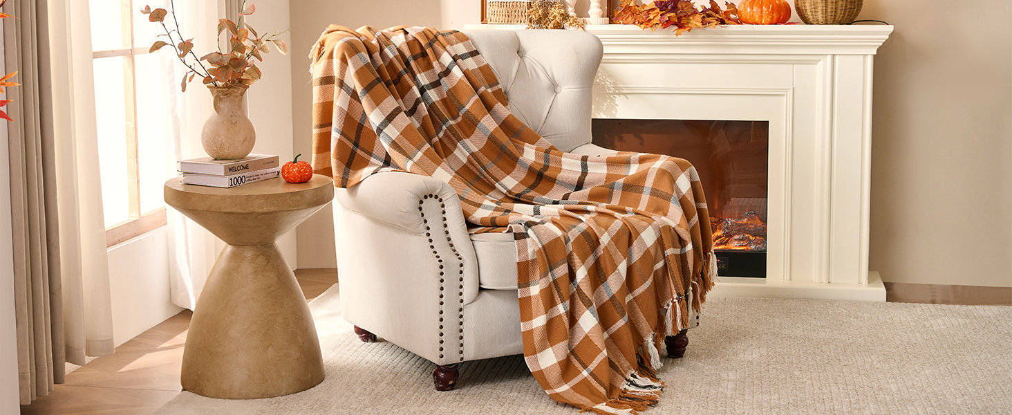 Fall Plaid Throw Blanket