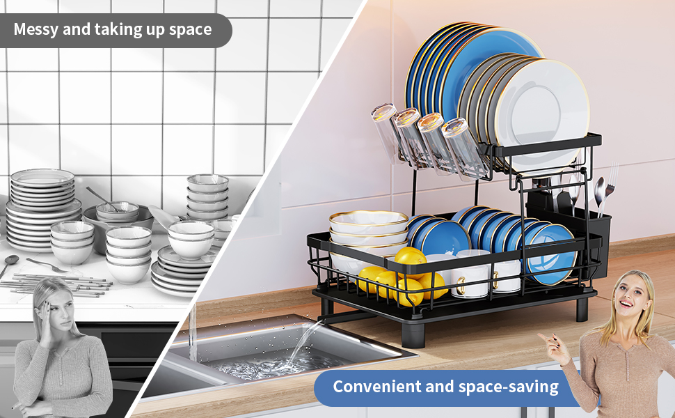 Dish Drying Rack,SEENWUUN Dish Rack,Drying Rack Kitchen for Counter