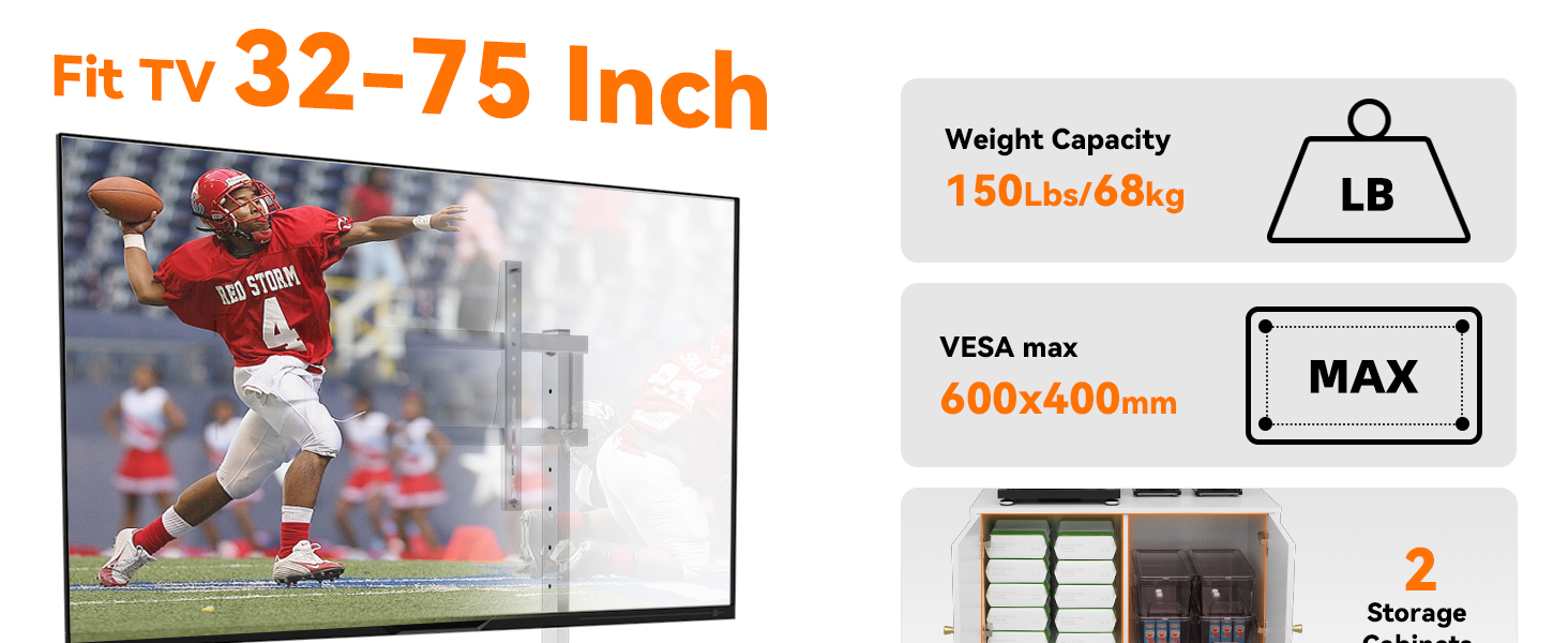 Mobile TV Stand with Storage Cabinet