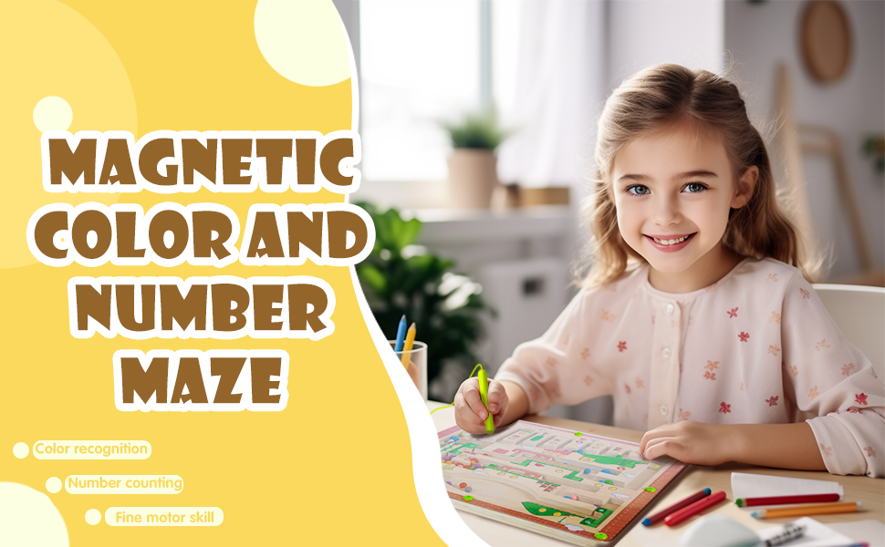 Color & Number Maze,Montessori Toys Wooden Color