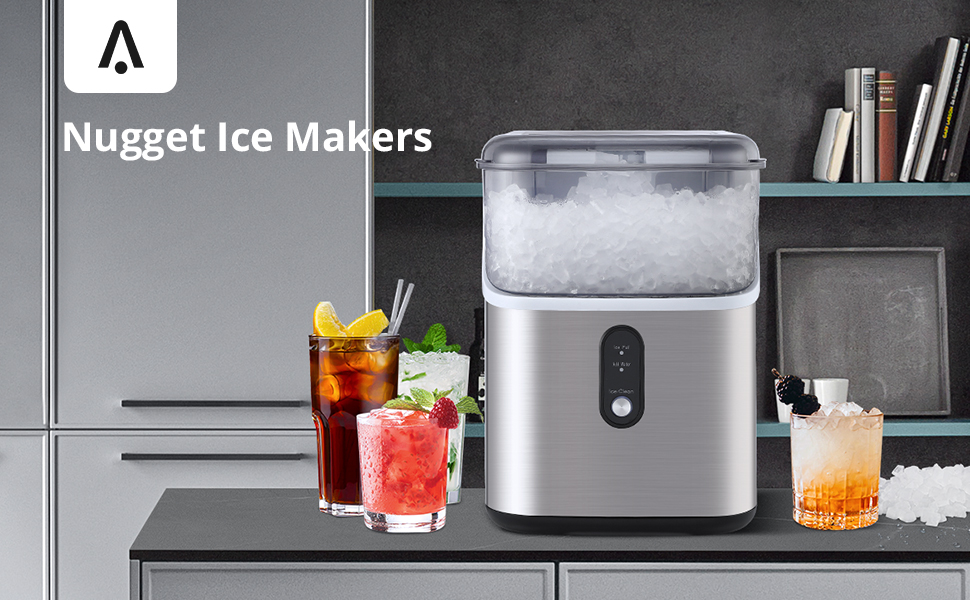 ACONEE Nugget Ice Maker Countertop Machine with Soft