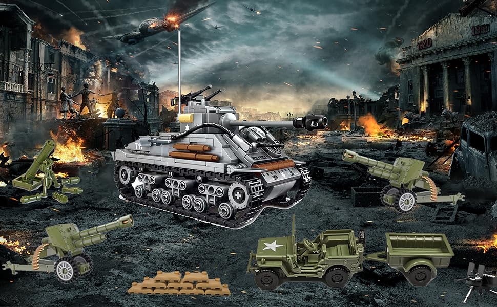 WW2 Army Tank Toys Building Block Set, WW2 Tank Military