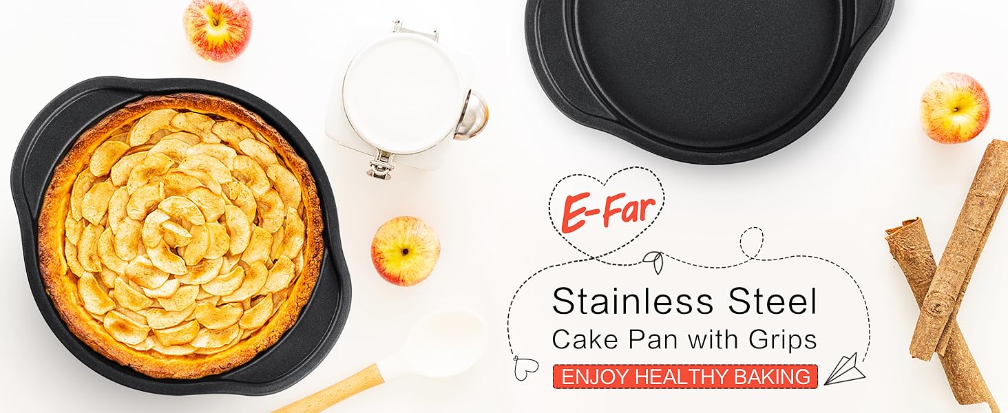 Efar 8 Inch Cake Pan Set of 2, Nonstick Round Cake Pans