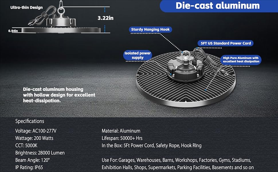 UFO high bay light durable material