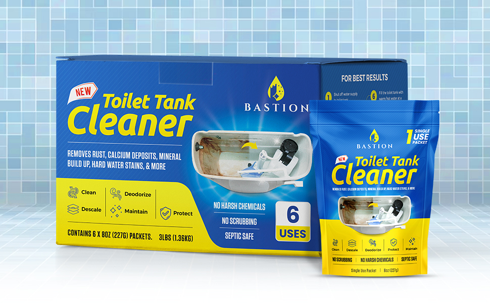 Bastion Toilet Tank Cleaner 6Uses. Removes Rust