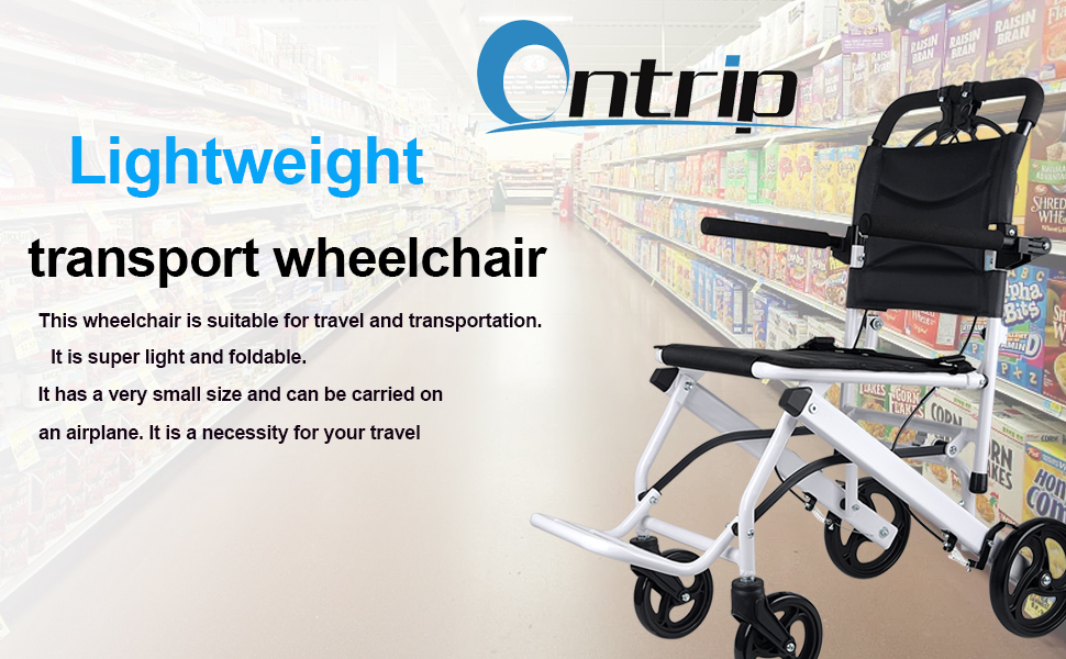 Ontrip Lightweight Transport Wheelchair, Weight Only 16 lbs
