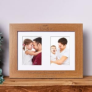 Personalised Uncle Wooden Double Photo Frame Gift Portrait