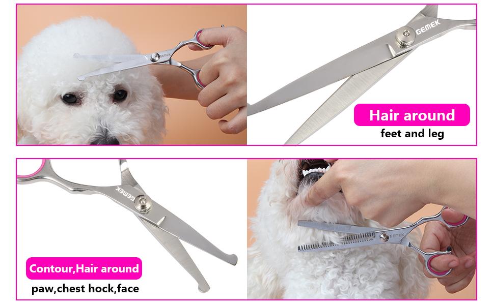 GEMEK Dog Grooming Scissors Set, 4CR Stainless Steel Safety Round Tip