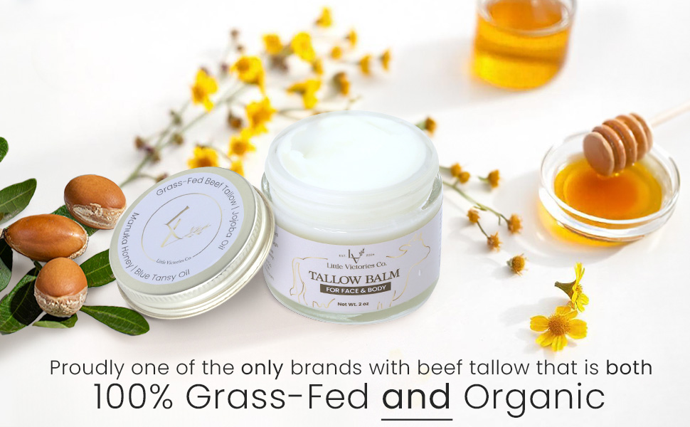 organic beef tallow, tallow and honey balm, tallow face moisturizer, grass fed beef tallow for face,