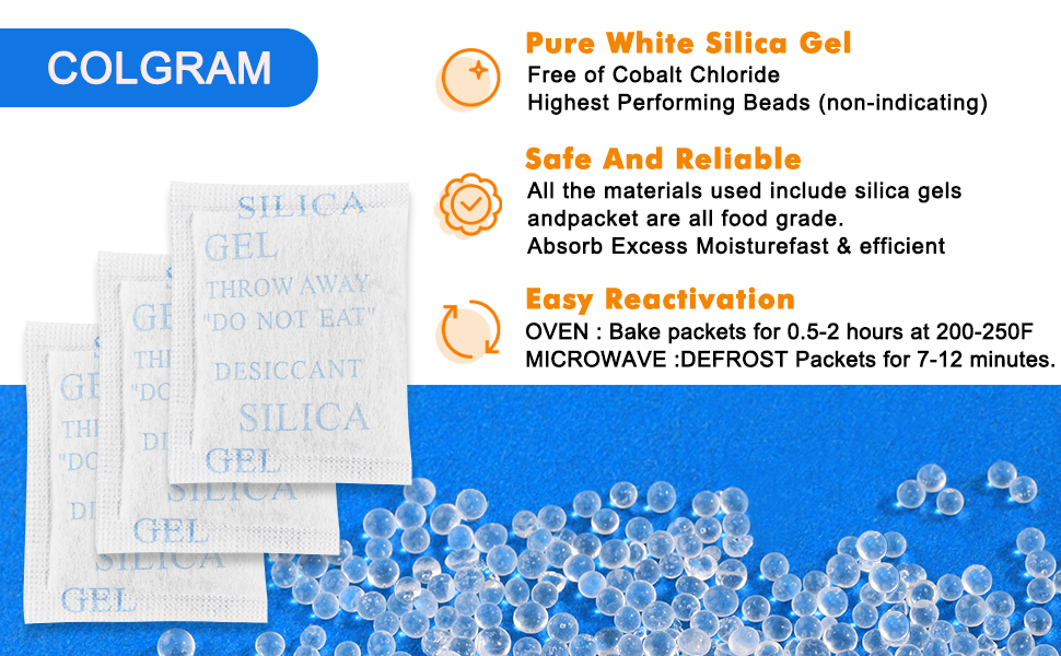 Silica Gel Packets, Moisture Absorbers, 10 Gram Desiccant Packs 35Pcs Silica Desiccant Packets