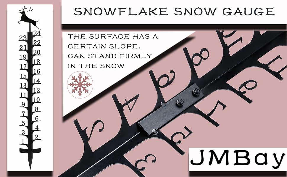 JMBay 24 Inch Iron Art Snow Gauge Outdoor, Elk Snow