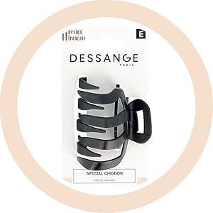 Dessange Paris à motif rayé noir et argenté dans un cadre circulaire, étiqueté « Special