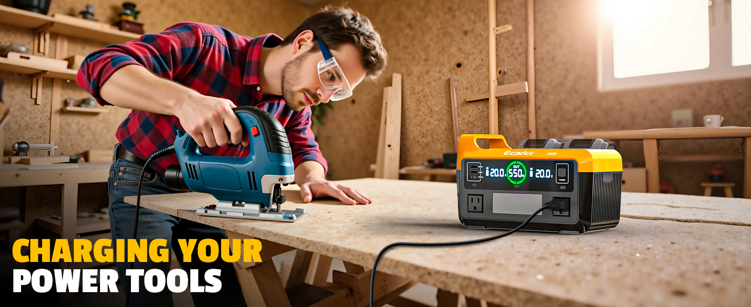 550W Portable Power Inverter Compatible with Dewalt 20V Battery, Power Station DC 20V to AC 110V
