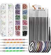 Nail Art Jewels Paint Tool And Accessories For Beginners, Keepzi Fingernail Rhinestones Decoratin...
