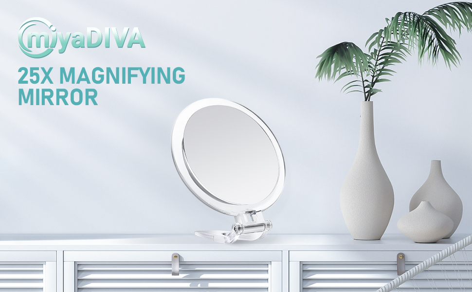 MIYADIVA Hand Mirror 25X Magnifying Mirror with Handle,Travel Handheld