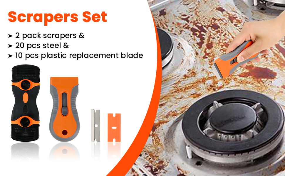 Glass & Window Scrapers 2 Pcs Hob Oven Plastic Cleaning Scraper with 20