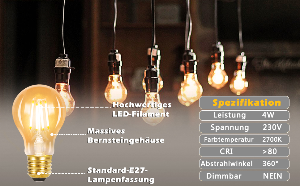 ZMH 2 Stück Glühbirne E27 Vintage LED Lampe