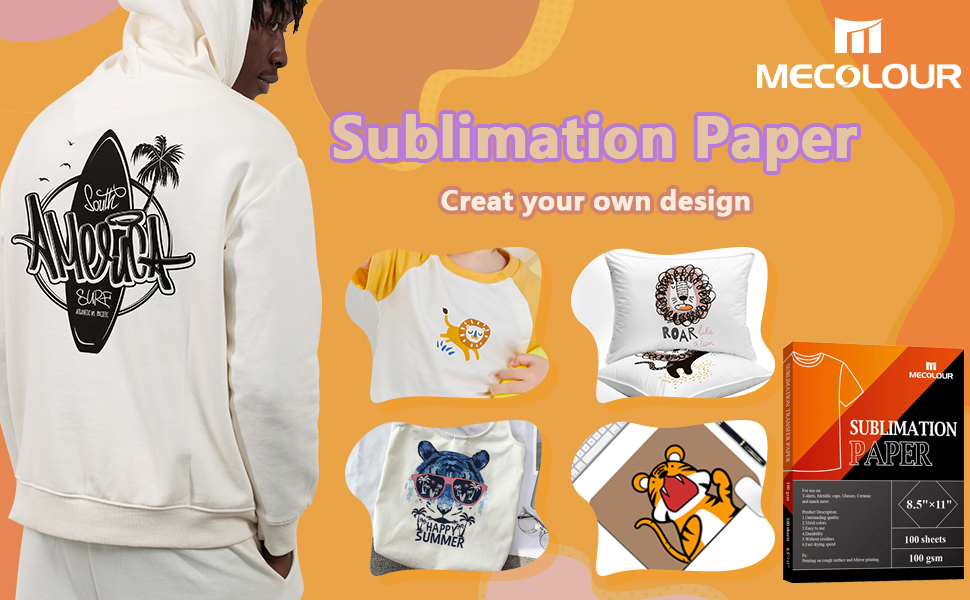 Mocaru Sublimation Paper 100 Sheets 8.5 x 11 Inches Heat Transfer  Sublimation Paper with Sublimation Ink for DIY Tumblers Mugs Light Fabric  T-Shirts