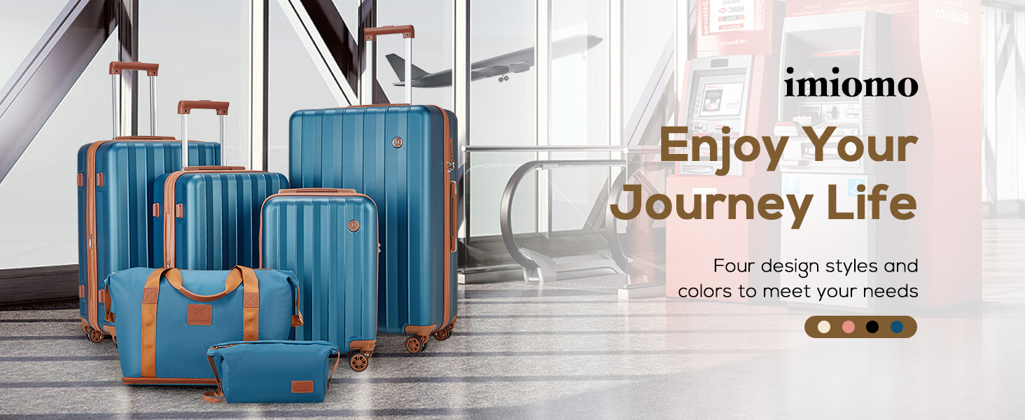 tr007 6pcs luggage sets display dark blue brown