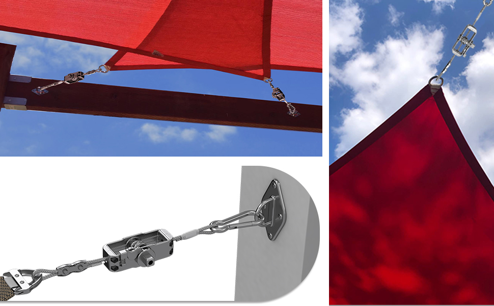 Tang Sun Shade Sail Hardware Kit with 18' (6'x3) Cable Wire