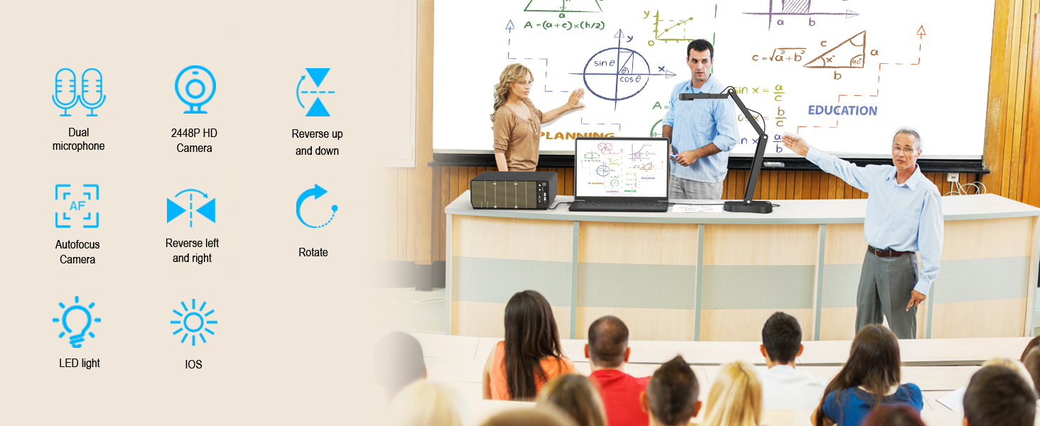 PAKOTOO 8MP USB Document Camera for Teachers and Classroom